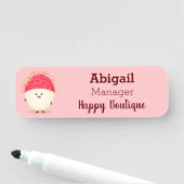 Porte-nom Illustration mignon du ramboutan rose (En situation)