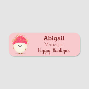 Porte-nom Illustration mignon du ramboutan rose