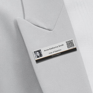 Porte-nom Image professionnelle Code QR Orange Accents gris