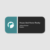 Porte-nom Immobilier moderne Turquoise Blanc Nom noir Insign (Devant)