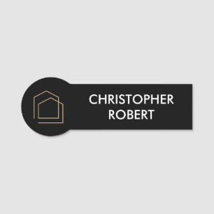 Porte-nom Immobilier Noir Chic