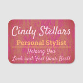 Porte-nom Impression moderne rose et orange (Devant)