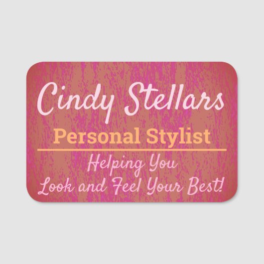 Porte-nom Impression moderne rose et orange (Devant)