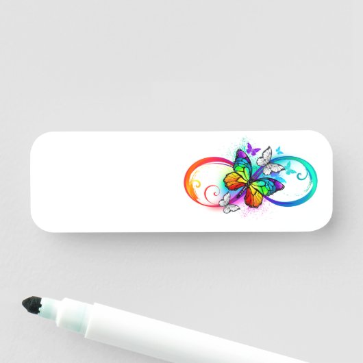 Porte-nom Infini lumineux avec papillon arc-en-ciel (En situation)