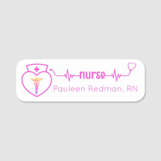 Porte-nom Infirmière inscrite RN Nom Classy Pink Modern (Devant)