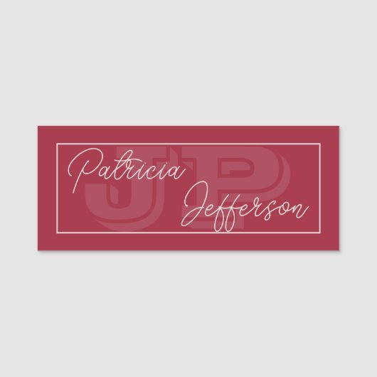Porte-nom Initiales de monogramme personnalisé rouge foncé u (Devant)