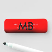 Porte-nom Initiales modernes en monogramme noir rouge (En situation)