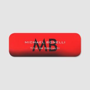 Porte-nom Initiales modernes en monogramme noir rouge