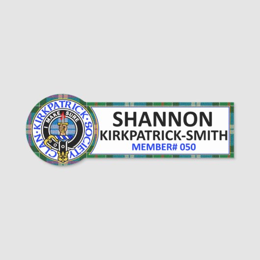 PORTE-NOM INSIGNE NOM CKS - SHANNON KIRKPATRICK-SMITH 050 (Devant)