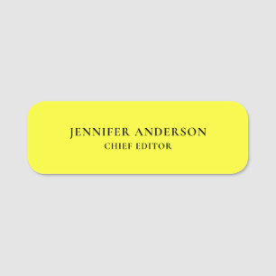 Porte-nom Jaune Citron Professionnel Moderne Minimaliste Uni