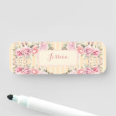 Porte-nom Jaune doux rayé (En situation)