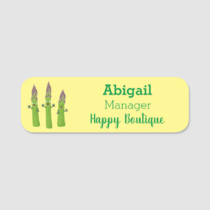 Porte-nom Joli asparagus trio de légumes chantants dessin an