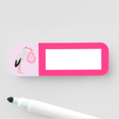 Porte-nom Joli bébé rose cigogne fille (En situation)