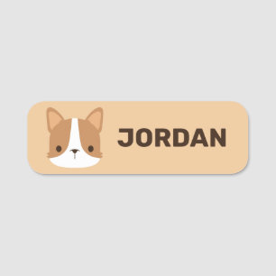 Porte-nom Joli chien Corgi avec nom personnalisé