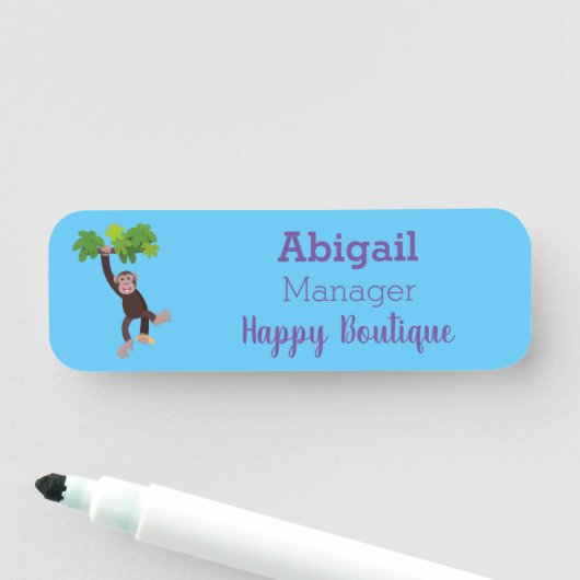 Porte-nom Joli chimpanzé dans la jungle suspendu dessin anim (En situation)