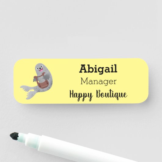 Porte-nom Joli dessin animé sur le phoque du Groenland (En situation)