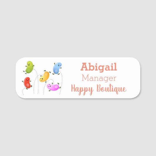 Porte-nom Jolie jellybeans bondissant dessin animé (Devant)