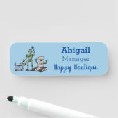 Porte-nom Joyeux joli dessin de trois robots trio (En situation)