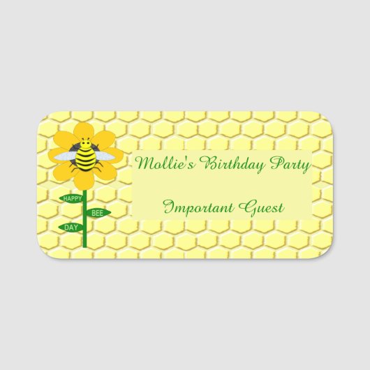 Porte-nom Joyeux Jour des abeilles Anniversaire Bumblebee Fê (Devant)