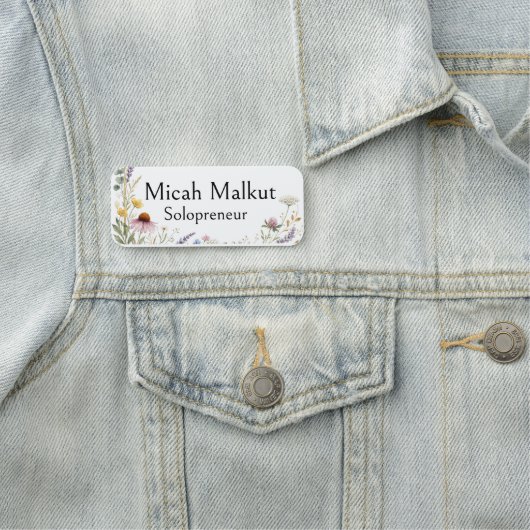 Porte-nom Label Solopreneur, Fleurs Sauvages, Art Moderne (En situation)
