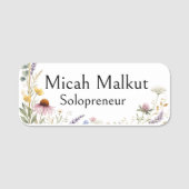 Porte-nom Label Solopreneur, Fleurs Sauvages, Art Moderne (Devant)