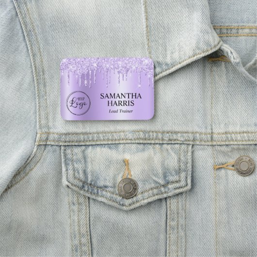 Porte-nom Lavender Glitter Drips Shimmer (En situation)