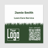 Porte-nom Lawn Care QR-Code Logo Company Green White (Devant)