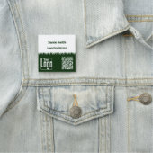 Porte-nom Lawn Care QR-Code Logo Company Green White (En situation)