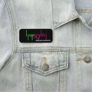 Porte-nom Le néon rose et vert