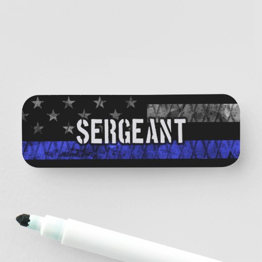 Porte-nom Le sergent Thin Blue Line Distresse (En situation)