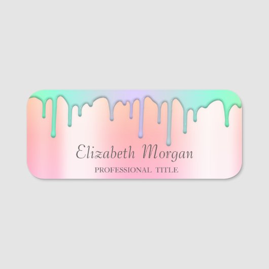 Porte-nom Lecteurs arc-en-ciel tendance, Or Rose (Devant)