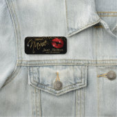 Porte-nom Lèvres à Parties scintillant rouge (En situation)