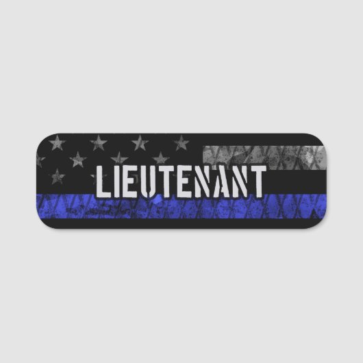 Porte-nom Lieutenant Thin Blue Line Drapeau désorganisé (Devant)
