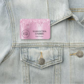 Porte-nom Light Pink Glitter Drips Shimmer (En situation)