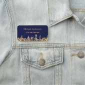 Porte-nom Ligne d'horizon bleu marine de la ville d'or (En situation)