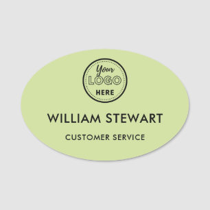 Porte-nom Lime Green Professionnel Logo Oval Employé
