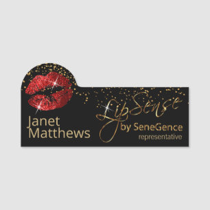 Porte-nom Lipsense représentant avec les lèvres rouges