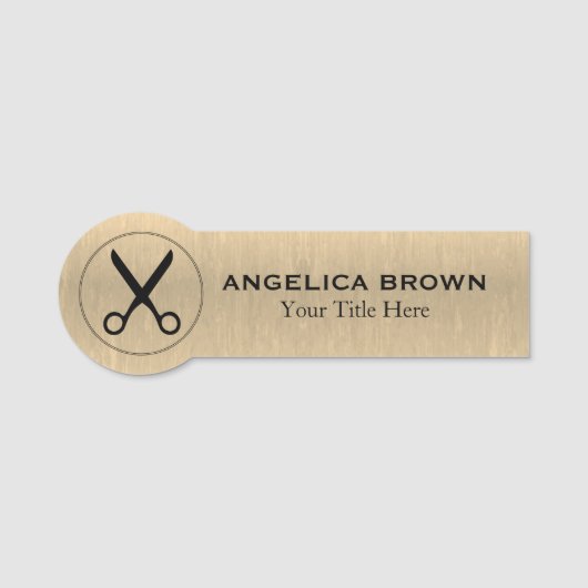 Porte-nom Logo Black Scissors - Balise Gold Name (Devant)