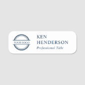 Porte-nom Logo bleu marine et blanc (Devant)