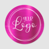 Porte-nom Logo circulaire métallique rose chaud (Devant)