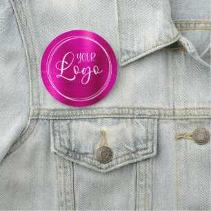 Porte-nom Logo circulaire rose chaud métallisé