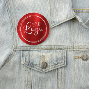 Porte-nom Logo circulaire rouge métallisé