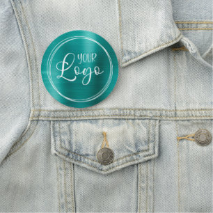Porte-nom Logo circulaire sarcelle aqua métallisé