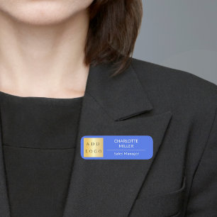 Porte-nom Logo commercial bleu Royal employé moderne