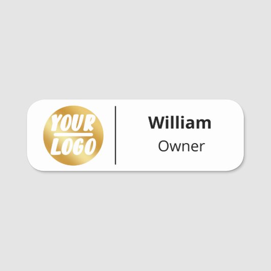 Porte-nom logo commercial personnalisé blanc professionnel (Devant)