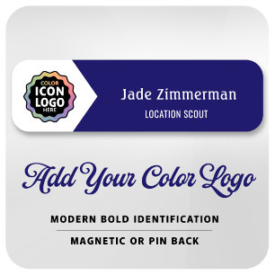 Porte-nom Logo couleur Bleu marine Blanc Carte d'identité pr