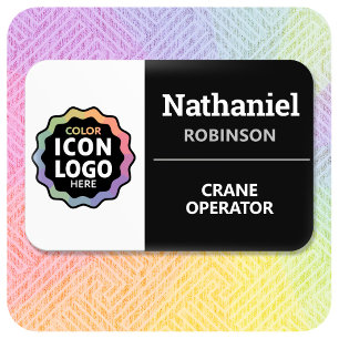 Porte-nom Logo couleur noir et blanc minimal ID employé