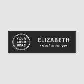 Porte-nom Logo d'affaires élégant noir (Devant)