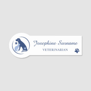 Porte-nom Logo d'animal de chien et de chat bleu personnalis