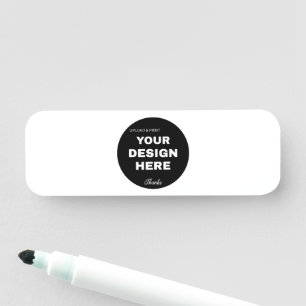 Porte-nom Logo de code QR noir élégant, minimaliste et épuré